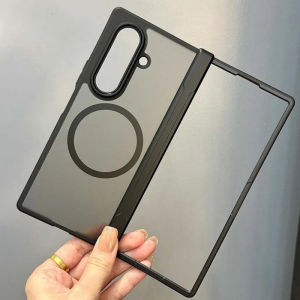 Hinge Protection Transparent Matte Hinge Folding Magnetic Case For Magsafe Samsung Galaxy Z Fold 8 Ultra 7 6 5 Z Flip 8 7 6 5 4