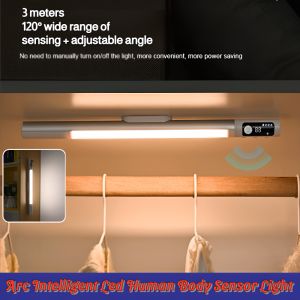 Intelligent LED Human Body Sensor Light Self-Adhesive Wiring Free Long Light Adjustable Brightness Type-C Charging LED Strip Lamp
