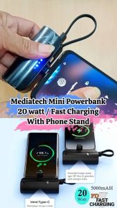 Mediatech Mini Powerbank 5000mAh For Travel Fast Charging PD 22.5W MPF 02