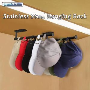 JustLiving Hat Hanging Storage Racks Retractable Hat Organizer Holder Stainless Steel Tissue Holder Household Space Saving Storage Organizer for Entryway/ Hallway/ Closet/ Wardrobe and More