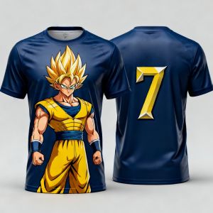 Bandai | Summer 2026 Dragon Ball Wukong "Super Saiyan" No.7 Football Theme 3D Printed Breathable Quick Dry T-shirt Adult Parent-child Top