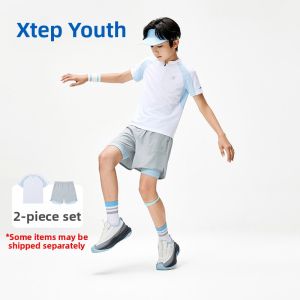 XTEP | Summer Boys Set with Mandarin Collar Faux Two-Piece