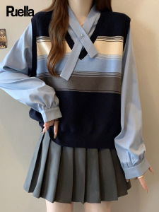 puella | Layered Look Faux Two-piece Shirt Slimming Long Sleeve