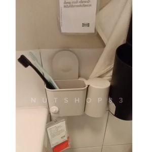 IKEA RANEN รัวเน่น ที่ใส่แปรงสีฟัน แบบดูดติดผนัง พร้อมแก้วบ้วนปาก