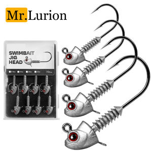 MrLurion 15pcs 5g 7g 10g 14g jig head hook fishing artificial soft lure worm bait for bass pike trout hook with screw head