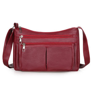 Autumn New Crossbody Bag Large Capacity Ladieswear Retro Shoulder Bag Washed Soft Leather Womens Middle-Aged and Elderly Versatile Womens Bag