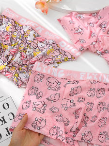 Pink for Male Underwear Ice Silk Seamless Summer Ultra-Thin Boxers Cartoon Print Boxer Shorts for Boyfriend