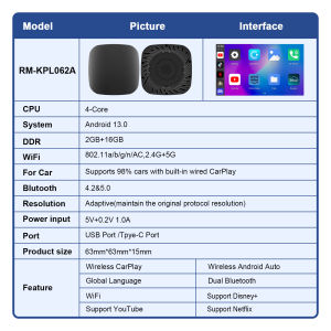 3 in1 Android 13 Ai Box CarPlay Android Box Quad Core Wireless CarPlay to Android System Plug and Play Support 4G SIM Card