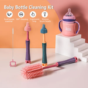 Soft Silicone Milk Bottle Brush Nipple Brush Cup Brush 360 Rotating Baby Bottle Teat Nipple Pacifier Brushes Berus Cuci Susu