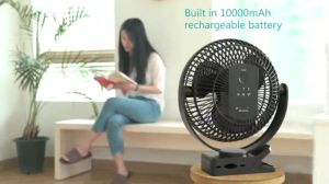 RD STOCK🚀 ATEnge USB charging electric fan large capacity battery portable clamp fan large wind force 8-inch small fan