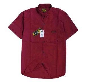 KEMEJA POLOS PRIA LENGAN PANJANG WARNA MAROON/HEM COWOK CASUAL FORMAL NON FORMAL REGULER OVER SIZE