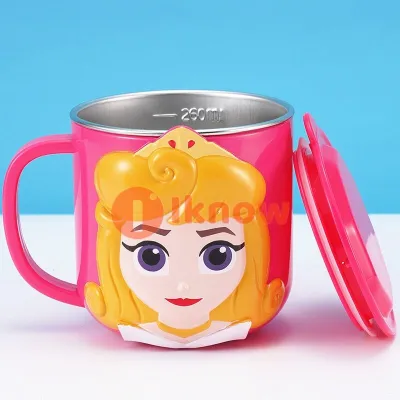 I know 280ML Kids Drink Water Cup Stainless Steel Milk Cup 3D Disney Cartoon Frozen Elsa Anna Olaf Mickey Minnie