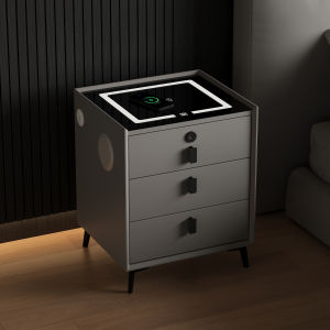 Smart Bedside Table Solid Wood Modern Minimalist Bedside Storage Cabinet Wireless Charging Multifunctional Master Bedroom For Home Bedside Cabinet