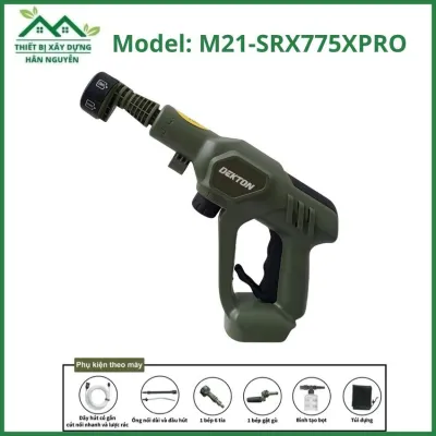 Thân máy rửa xe pin Dekton M21-SRX775XPRO Motor #775 rửa xe cầm tay mini dùng pin màu olive