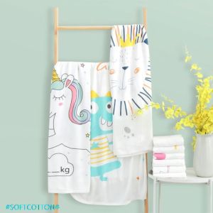 Cartoon Pattern Baby Bamboo Fiber Blanket 110CM Double Gauze Bath Towels Baby Swaddle Wrap Beach Towels Kids Bedding Soft Blanket Sheets Bed