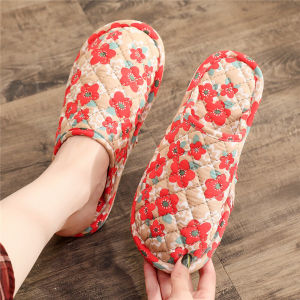 รองเท้าแตะบ้านผ้าฝ้ายแบบหนาหุ้มหัวแบบเกาหลีสำหรับทั้งชายและหญิง พื้นยางไม่มีเสียง ทำความสะอาดได้ง่าย ฤดูใบไม้ร่วง ฤดูใบไม้ผลิ