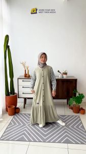 Gamis Anak Perempuan Hoofla Kids Anaya Series untuk Usia 5 6 7 8 9 10 11 12 Tahun Warna Black Hitam Peach Pink Denim Blue Olive Hijau Sage