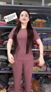 Sét Đồ Bộ Nữ Cổ Tròn Tay Ngắn Quần Baggy Vải Gân Đũa Lạnh Đồ Bộ Mặc Nhà Ủ Kem Mát Mẻ Thoải Mái Size 1-5 (35-82kg)