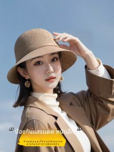 Womens Summer Spring Foldable Straw Hat Sunscreen Fashionable Youthful Looking Fishing Cap Handwoven Cotton Linen Cap