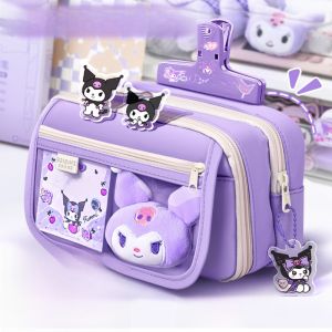 Large Capacity Transparent Pencil Case Purple Nine Layers for Boys And Girls Children Stationery Bag High Aesthetic Value