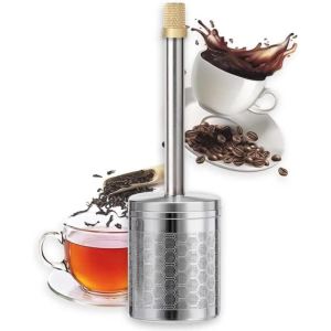 Stainless Steel Press Coffee Maker Reusable Fine Mesh Coffee Tea Infuser Portable Final Press Coffee Brewer for Home Office
