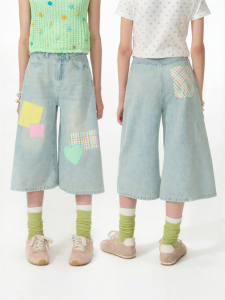 LOVESASAKIDS | Colorful Heart Patch Summer Cool Ramie Cotton Soft Capri Wide Leg Pants