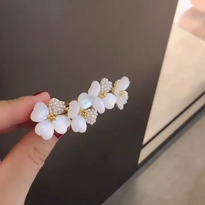 GL Fashion temperament Crystal Leaves Floweropal Pearl Hair Clip for women J028-035