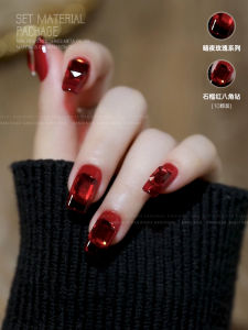 Super Shiny Nail Decorations Flat Bottomed Octagonal Diamonds Red Color Long Lasting Easy to Dry Comfortable Use Nail Art Tools