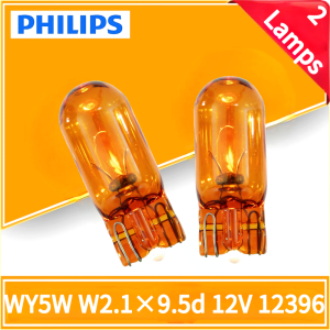 Philips | Philips 2 Lamps WY5W T10 12V 5W Amber Color Standard Turn Signal Lamps Standard Indlcator 12396NACP