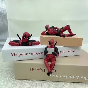 Bandai | New Anime Deadpool Action Figure Car Interior Decoration Toys Sitting Model X-Men Mini Figurine Pendant Car Accessories Kid Gift