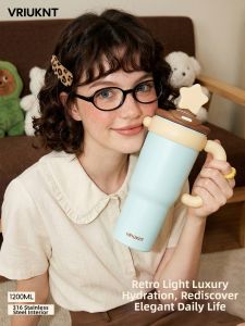 VRIUKNT | High Capacity Aesthetic Straw Thermal Cup