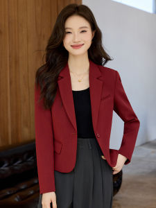 YIMUZI | Wine Red Short Blazer