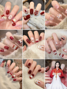 GANGHOU | Festive Lion Pattern Red Nail Stickers
