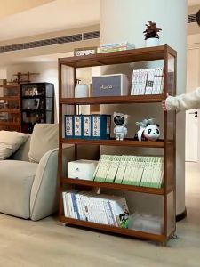 LACC Bamboo Shelf With Wheel Shelf High-Grade 4/5 Layers 70/90 CM Colour Floor Kitchen Bedroom Standing Household Storage Moving