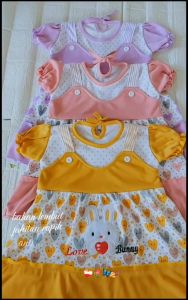 Dress Bayi Cewek 3-15 Bulan Pakaian cewek Model Overall Bordir motif LovelyBunny
