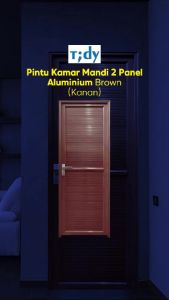 Tidy Pintu Kamar Mandi 2 Panel Aluminium Pvc + Handle Bukaan Kanan 70X200 Cm Coklat (Set)