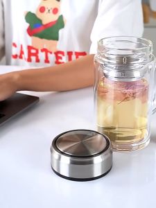 [🔥] Cốc pha trà thủy tinh hai lớp chịu nhiệt BT0022 Cốc thủy tinh hai lớp pha trà Cốc lọc trà Dung tích 350ml - 550ml