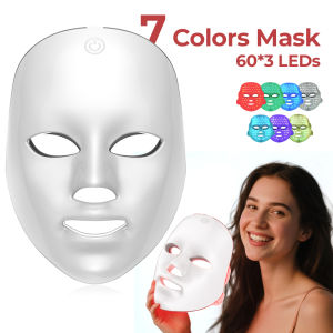 foreverlily 7 Colors Photon Facial LED Mask Red Light Therapy Anti Aging Face Neck Beauty Mask Relaxation Treatment Anti-Wrinkle