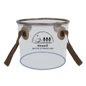 Hewolf | Portable Foldable Transparent Round Water Bucket for Camping