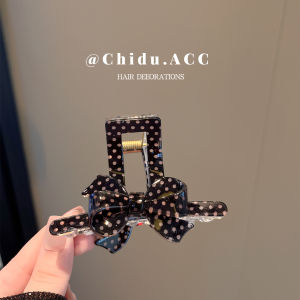 กิ๊บติดผมลายจุดสไตล์เกาหลีสำหรับผู้หญิง กิ๊บติดผมรูปฉลามขนาดกลาง ทรงครึ่งหัว สไตล์หวาน ดีไซน์เก๋ไก๋ ใหม่ล่าสุด