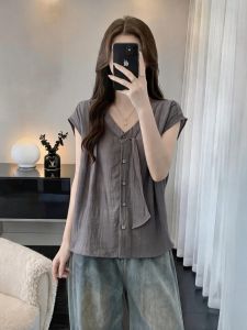 Slimming Elegant Design Large Size Short Sleeve Shirt For Women