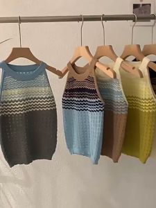 Ginza6 Half High Collar Camisoles Sando for Women Korean Style Halter Sleeveless Knitted Blouse 63106#