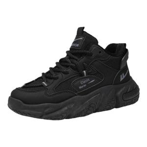 Giày Chạy Bộ Đế Dày Thường Ngày Cho Nữ Giày Thể Thao Đế Cao Su Màu Đen Giày Làm Việc Thoải Mái Giày Đế Cao Su Đế Tròn