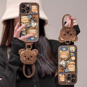 Casing Tecno Spark Go 1S 1 2024 2023 Phone Case New Design Cute Cartoon Bear Doll Silicone Shockproof Lens Protection Soft Cover with Lanyard