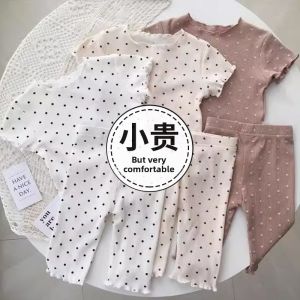 JIFANPAUL | Bộ Đồ Ngủ Mùa Hè Nhẹ Nhàng Họa Tiết Chấm Bi Thời Trang Cho Bé Gái 2 Mảnh