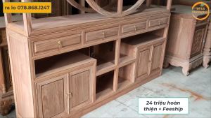 Tủ kê đồ vuông rộng gỗ hươngkt vuông 197 mẫu cánh mở và ngăn kéo