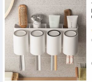 Toothbrush Rack Punch-free Wall-mounted Bathroom Toothpaste Electric Toothbrush Rack Cup Mouthwash Cup