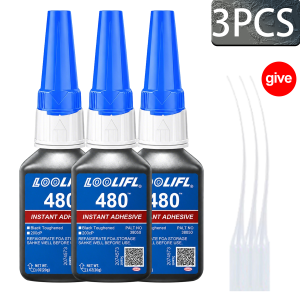 480 Black Tire Repair Super Glue Instant Cyanoacrylate Adhesive High Strength Flexible Rubber for Car Tire Sidewall Crack Repair