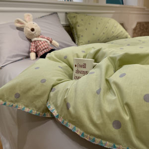 Suxuan | INS Grid Scalloped Edge 100% Cotton Bed Set 3PCS