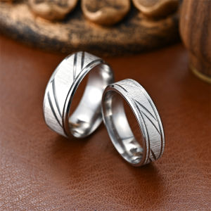 Classic Silver Wave Pattern Couple Rings For Men Women Stainless Steel Ring Engagement Wedding Fashion Jewelry Size 7-12